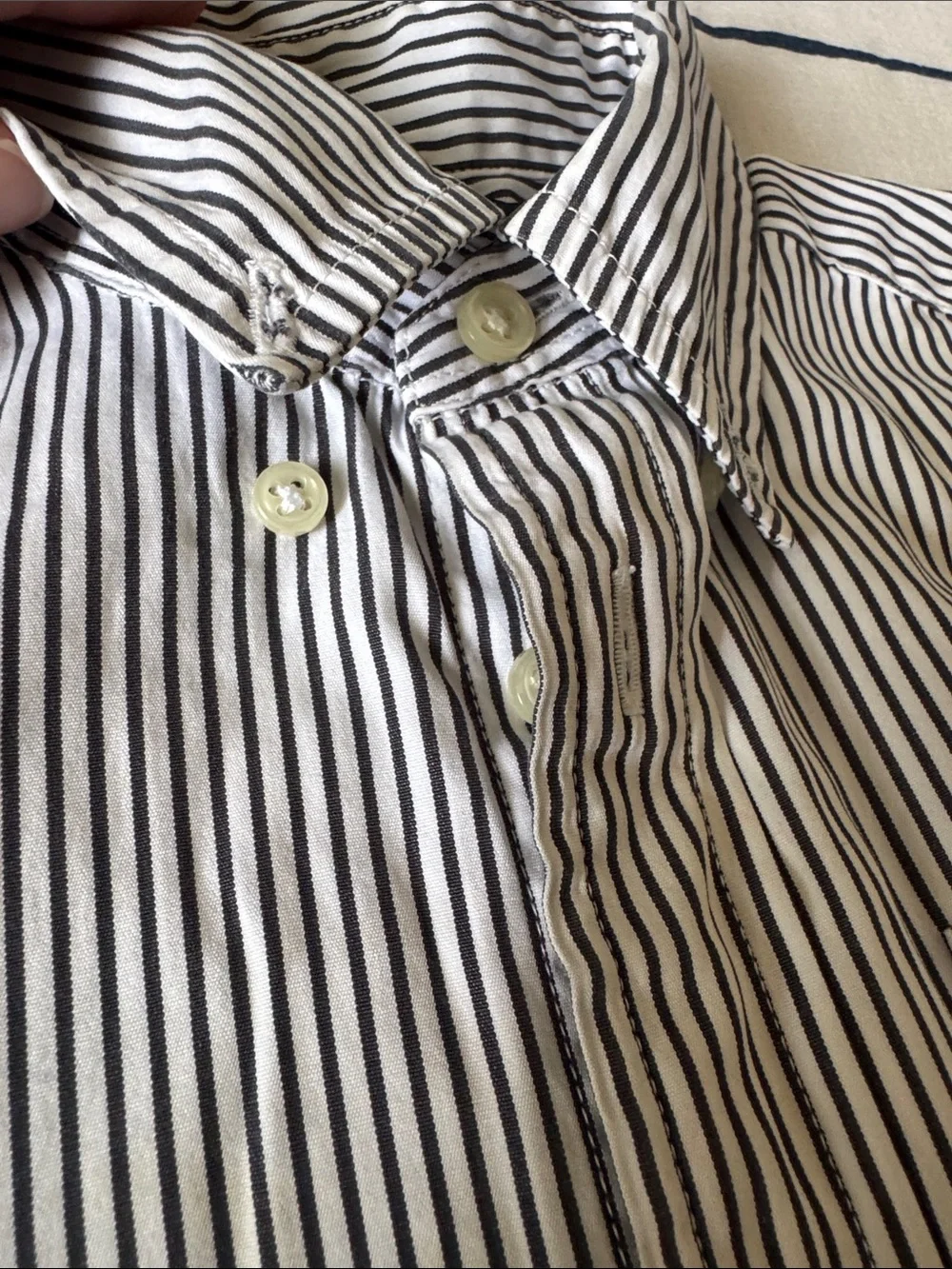 Ralph Lauren Boys Black and White Striped Button-Down Shirt